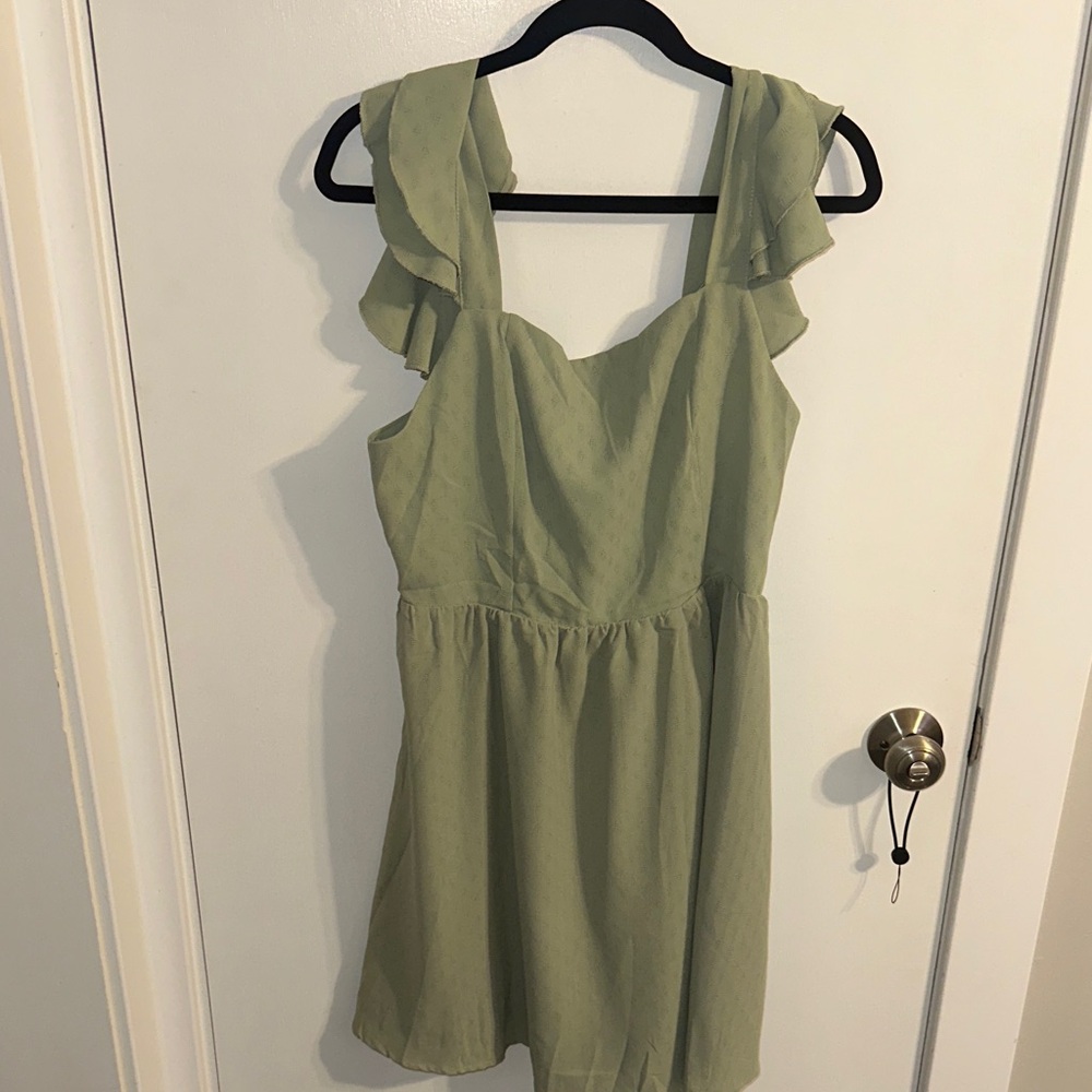 Green Ruffle Strap Dress